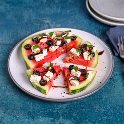 Watermelon Pizza with Feta & Olives
