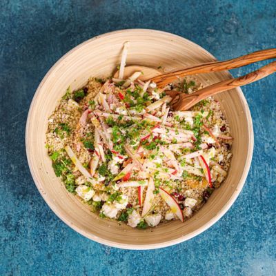 Salad with Couscous, Apple, Orange, Pomegranate & Feta