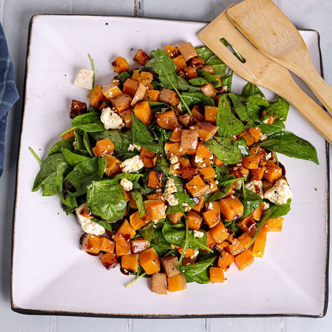Roast Butternut Squash, Spinach & Feta Salad