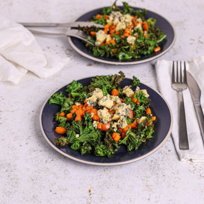 Crispy Kale Salad with Blue Cheese & Carrot