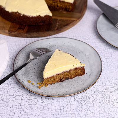 Brandy Soaked Raisin Christmas Cake with Icing.