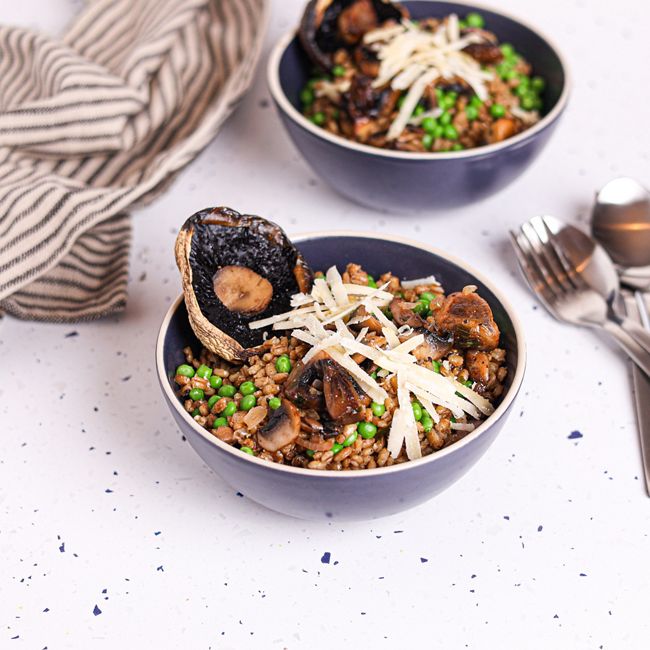 Mushroom Risotto with Pearl Barley & Cheese