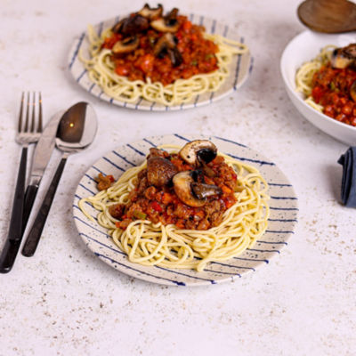 Vegan Spaghetti with Garlic, Chilli & Mushrooms.