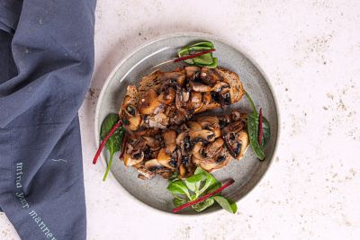 Vegan Mushroom & Tarragon Bruschetta.