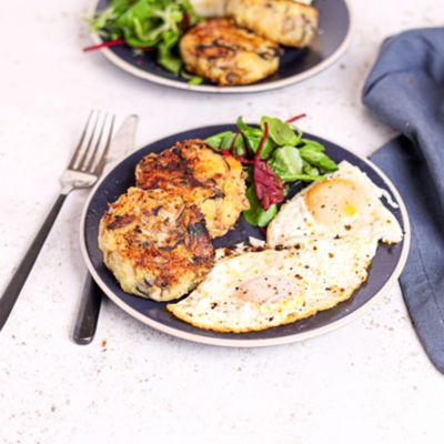 Mushroom Hash with Fried Eggs.