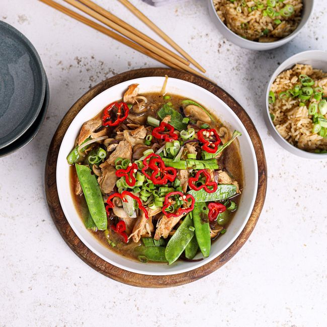 Mushroom & Shredded Chicken Stir Fry