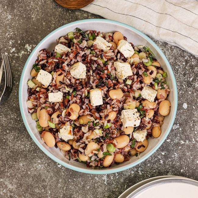 Wild Rice Salad with Broad Beans, Lemon & Feta