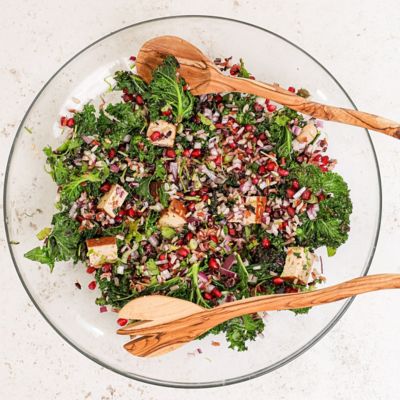Smoked Tofu, Crispy Kale & Pomegranate Salad