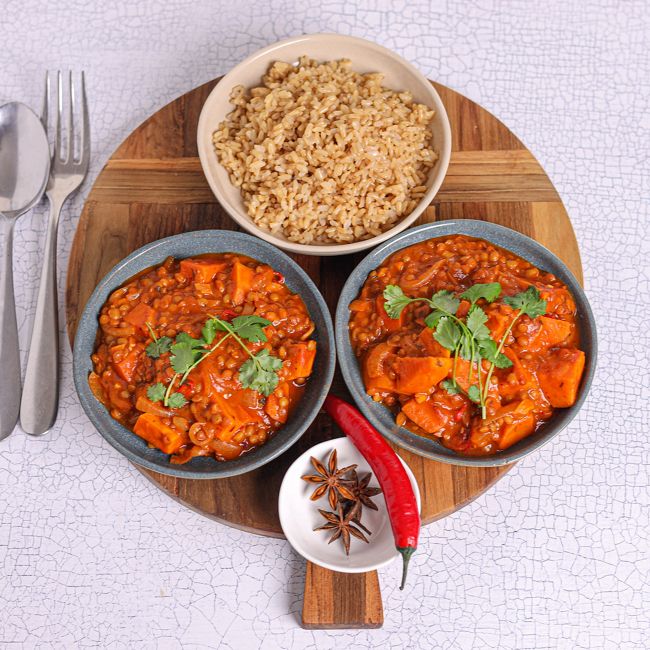 Hearty Sweet Potato & Red Lentil Dahl