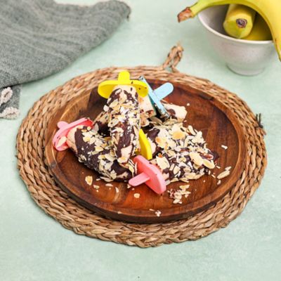 Frozen Banana Popsicles with Dark Chocolate & Almonds
