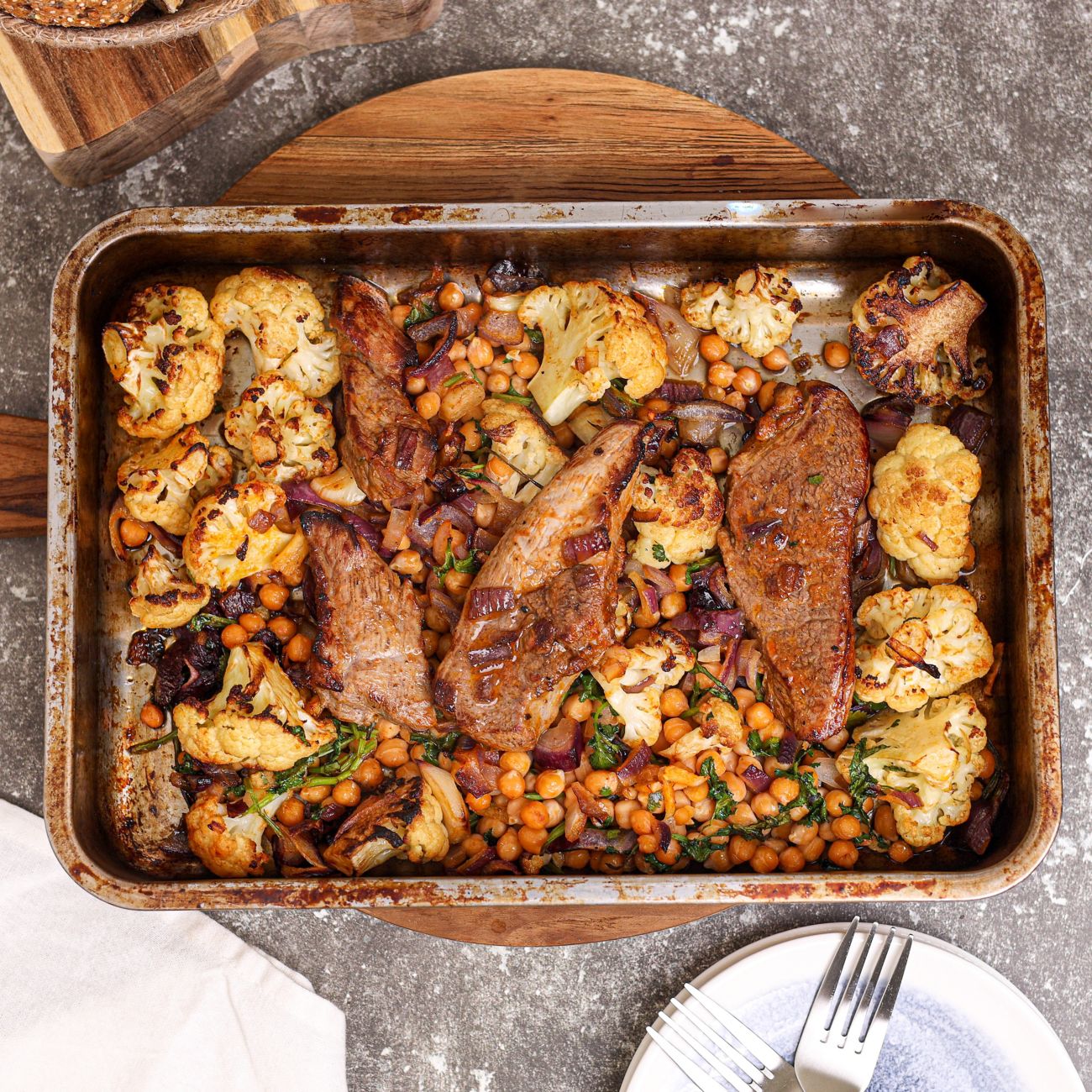 Harissa Lamb, Cauliflower & Chickpea Bake Recipe Woolworths