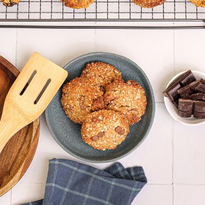 Chocolate Chip Tahini Oat Cookies