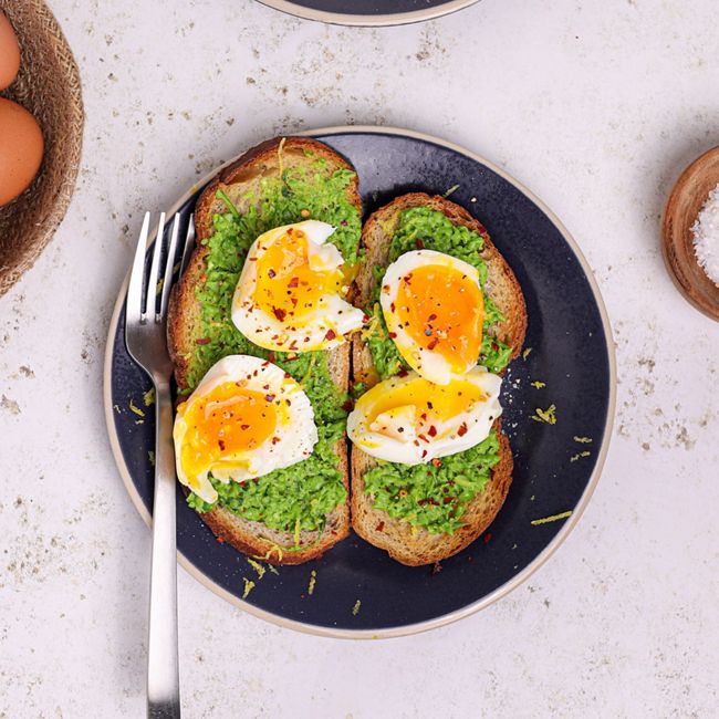 Smashed Peas & Boiled Egg On Toast