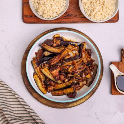 Ginger Miso Eggplant & Mushroom Stir Fry