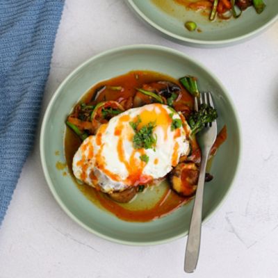 Vegetable Noodle Stir Fry with Fried Egg