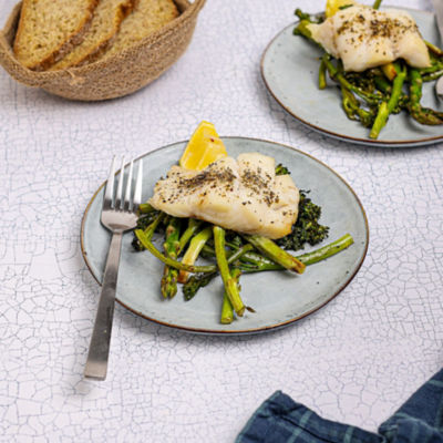 Miso Roasted White Fish with Lemon Greens