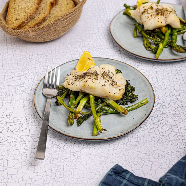 Miso Roasted White Fish with Lemon Greens