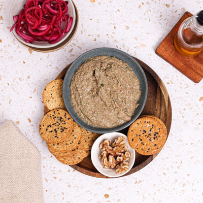 Lentil & Walnut Dip with Seeded Crackers