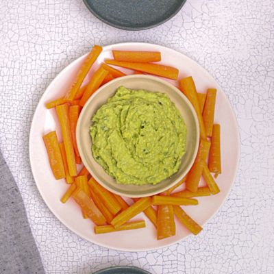 Edamame & Avocado Dip with Carrot Sticks