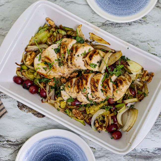 Chicken, Grape & Walnut Traybake