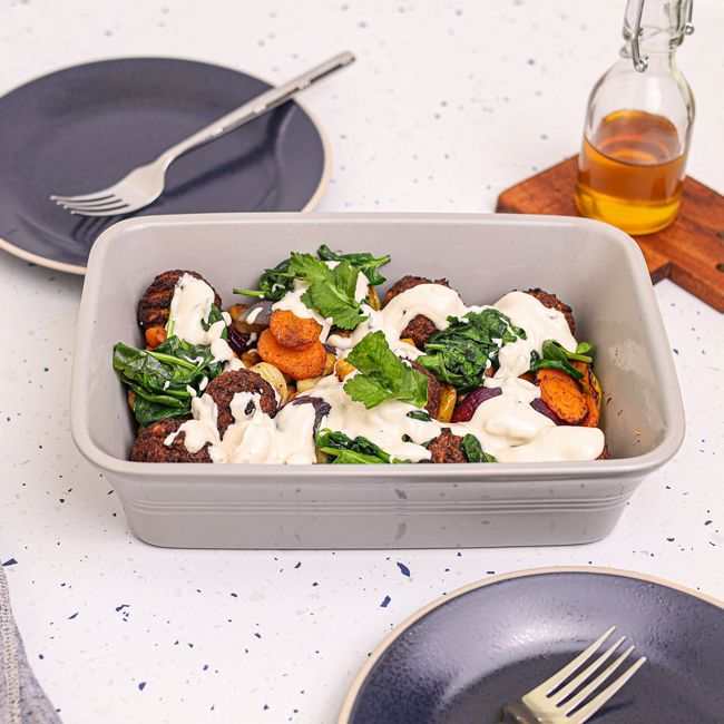 Falafel Traybake with Carrot & Capsicum