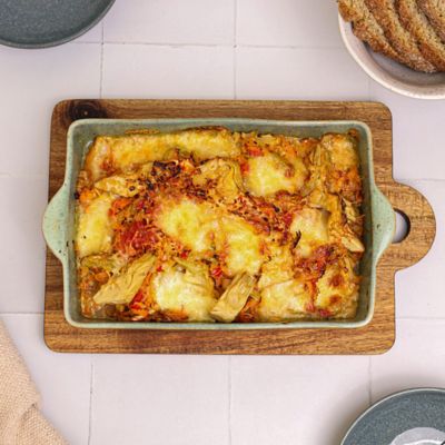 Fennel, Artichoke & Mozzarella Tray Bake