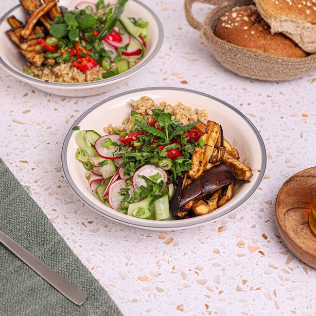 Miso Eggplant & Brown Rice Bowl