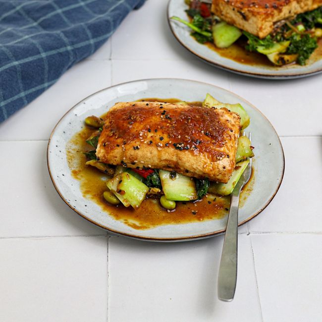 Miso Tofu with Wok Fried Greens