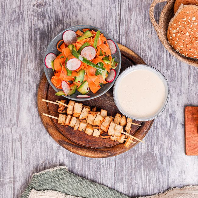 Tofu Satay with Pickled Cucumber & Carrot
