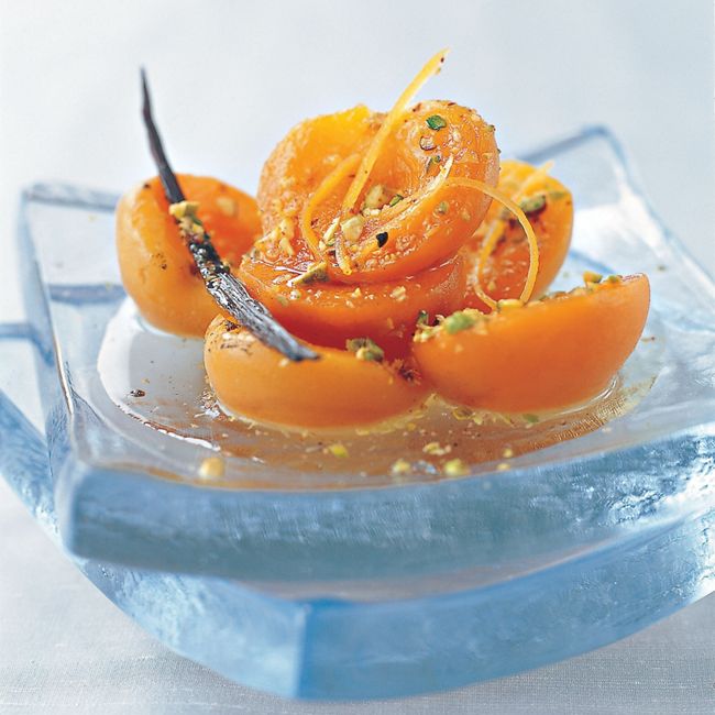 Poached Apricots With Pistachios