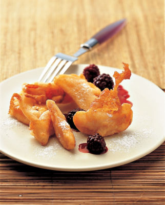 Apple Fritters With Blackberry Sauce