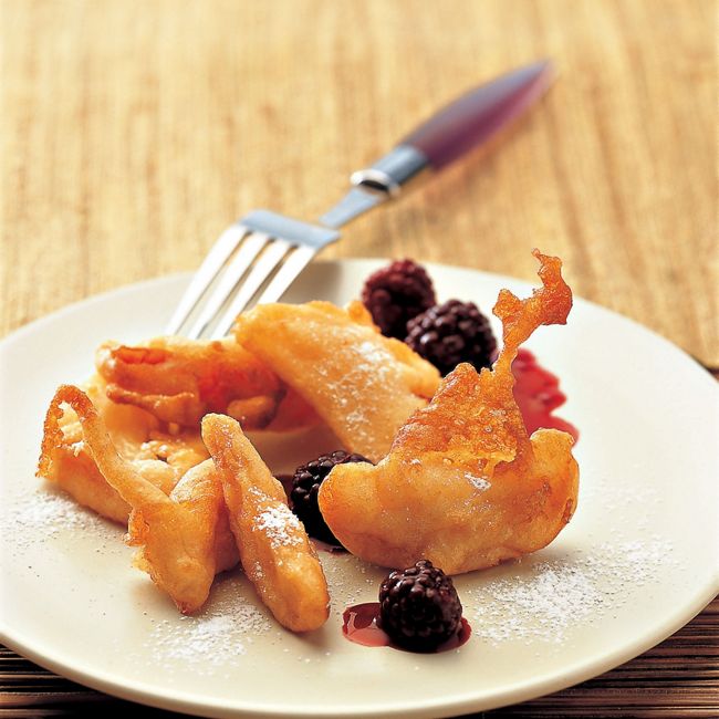 Apple Fritters With Blackberry Sauce