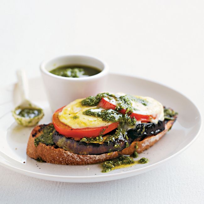 Eggplant Toasties With Pesto