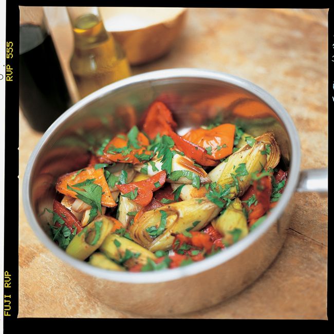 Balsamic Braised Leek & Capsicums