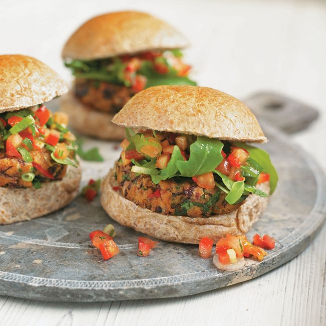 Spicy Bean Burgers With Tomato Salsa