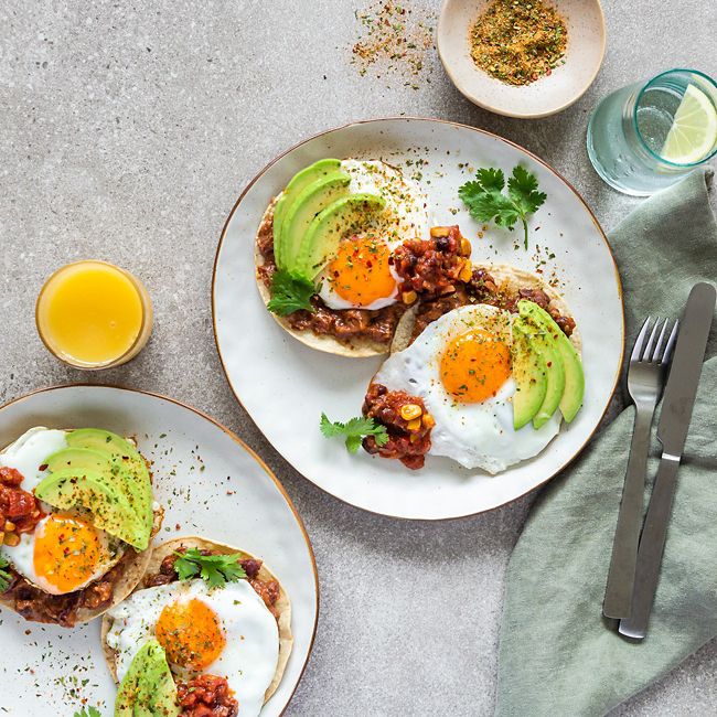 Breakfast Eggs and Beans Tostadas