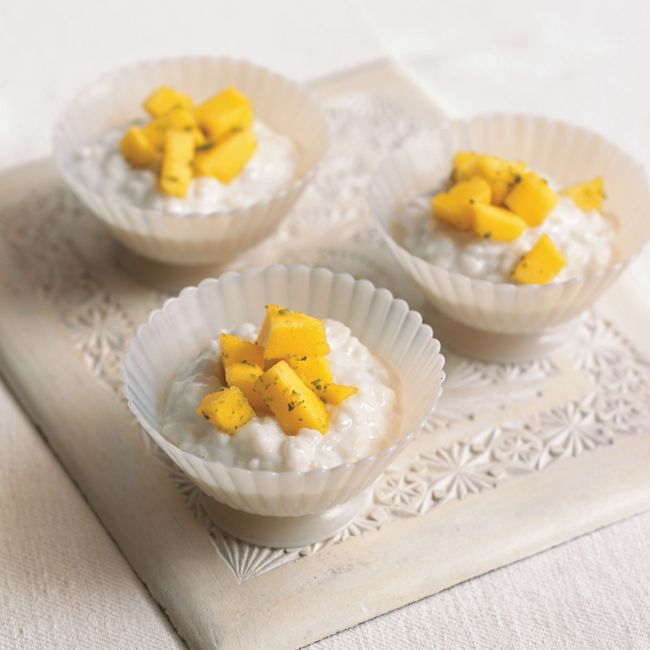Warm Creamy Coconut Rice With Mango & Lime