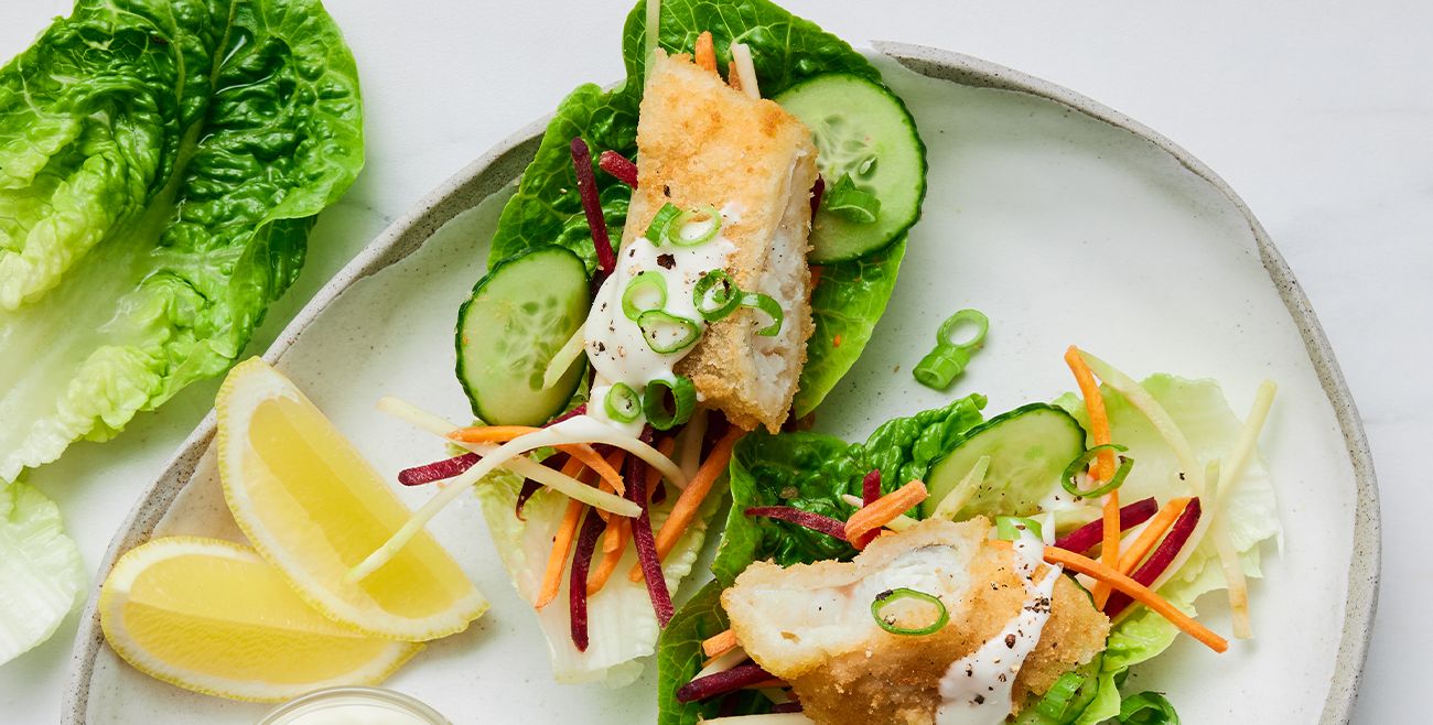 crispy fish lettuce cups