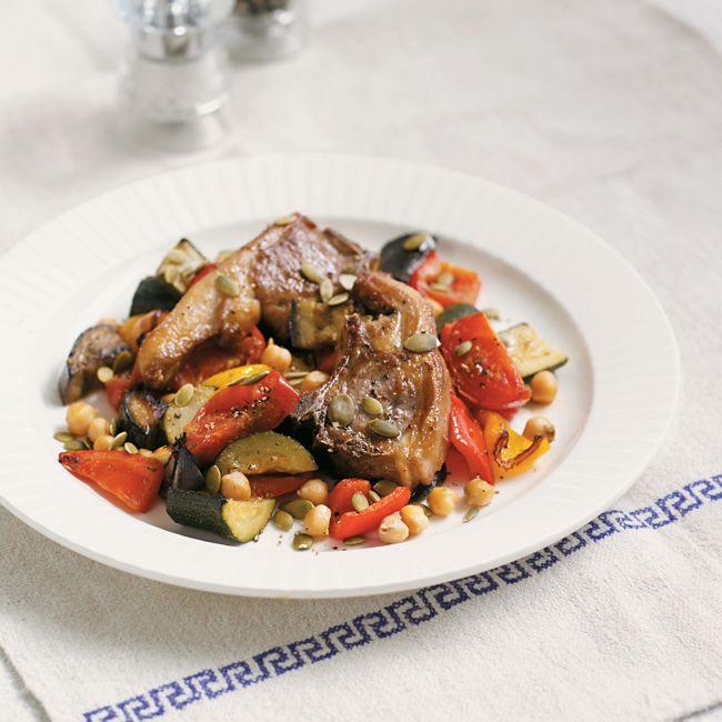 Lamb & Tray-roasted Vegetables With Chickpeas