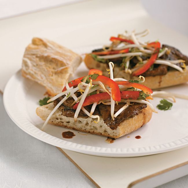 Teriyaki Beef Sandwiches With Bean Sprout Salad