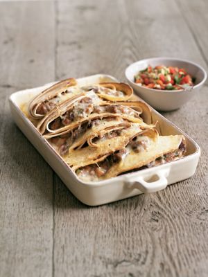 Quesadillas With Refried Beans & Avocado Salsa