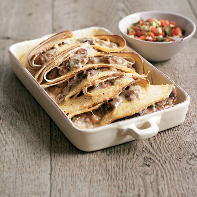 Quesadillas With Refried Beans & Avocado Salsa