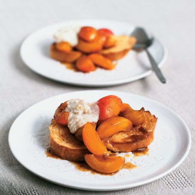 Gingered Apricots With Mascarpone & Brioche