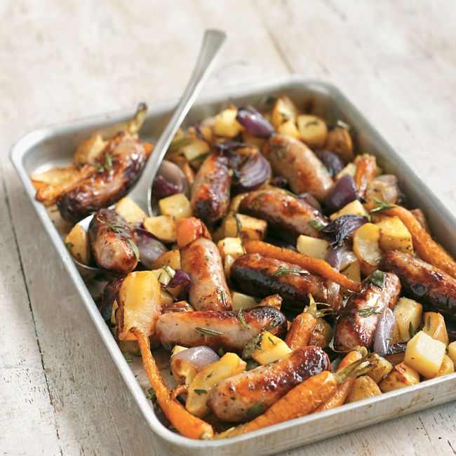 Tray-baked Sausages With Apples & Onions