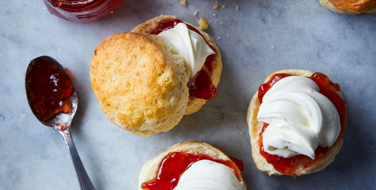 Scones with jam and cream