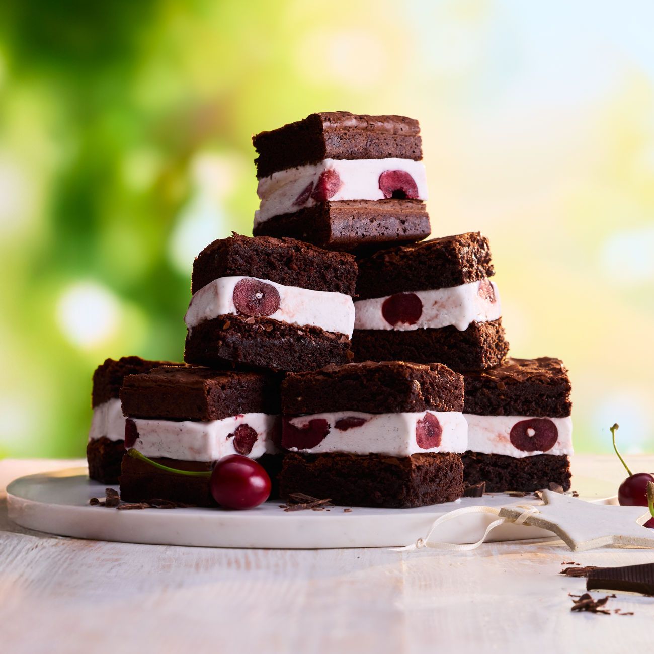Frozen Black Forest brownie slice