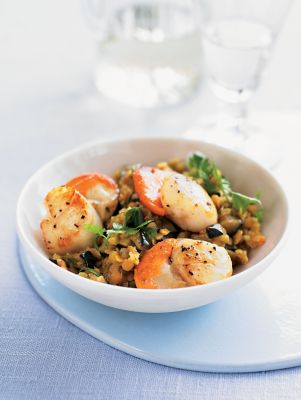 Scallops With Spiced Lentils