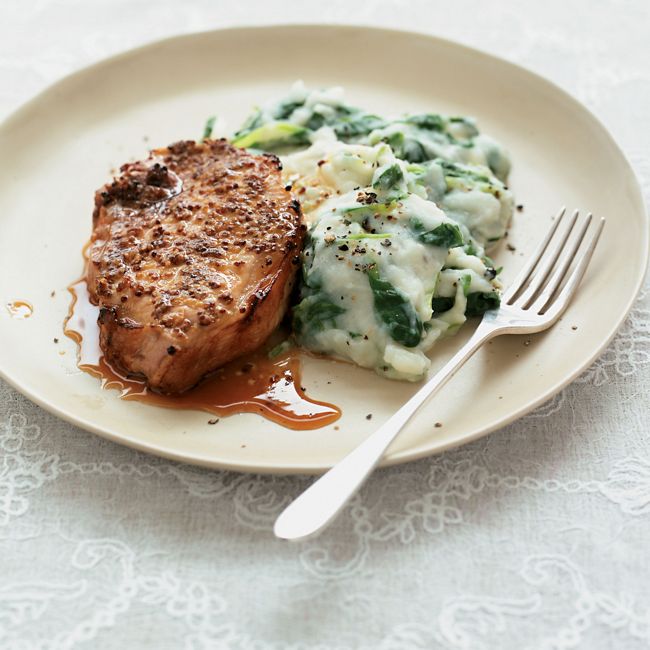 Honey-glazed Pork Chops With Spinach Mash