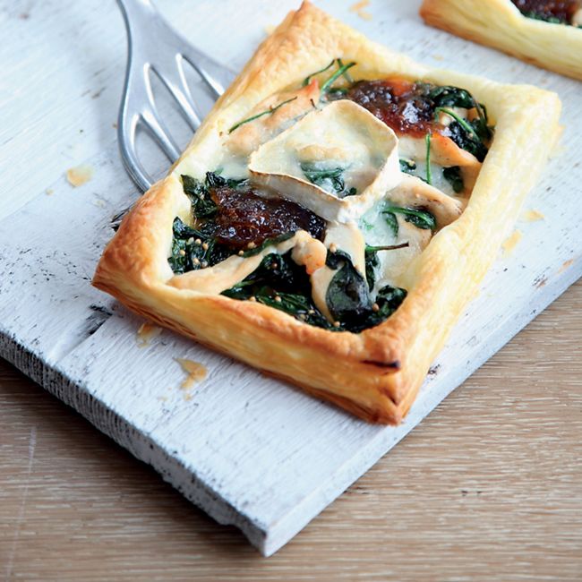 Chicken, Spinach, Onion Chutney & Goat's Cheese Tarts