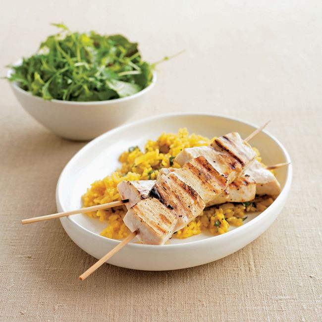 Swordfish Brochettes & Lemon Rice
